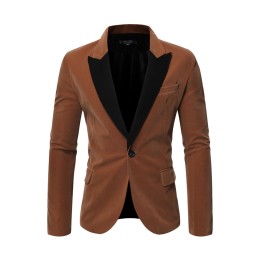 SKMS019  秋冬韓版絲絨外套     主持演出   天鵝絨休閒   男士撞色拼接西服 SKMS019  秋冬韓版絲絨外套     主持演出   天鵝絨休閒   男士撞色拼接西服